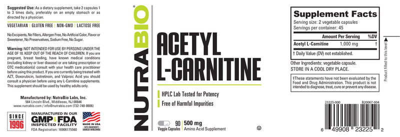 Nutra Bio |Acetyl L-Carnitine