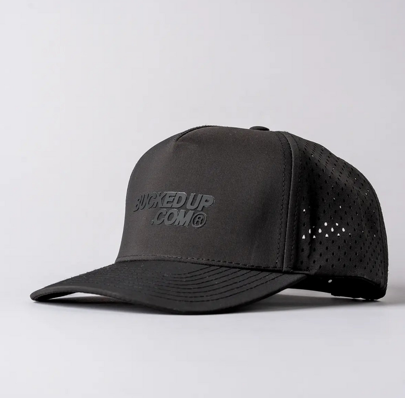 Bucked Up | Waterproof Golf Hat | Black/Black|  Rubberized Logo