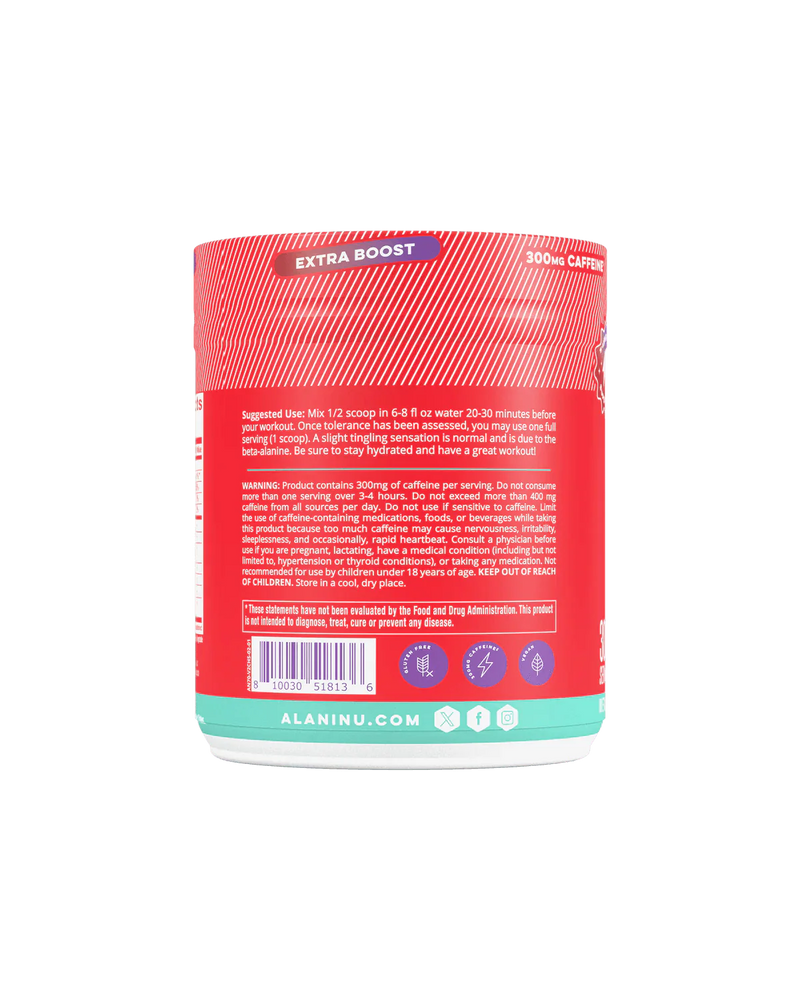 alani nu cherry slush preworkout side label