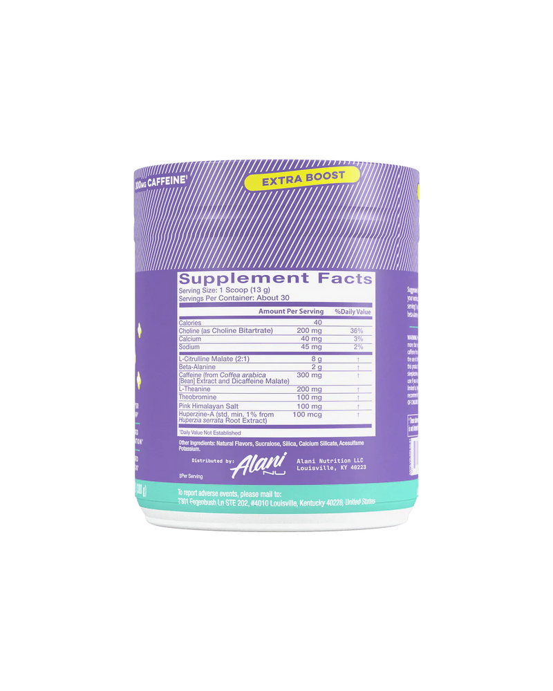 alani nu preworkout frozen lemonade supplement facts