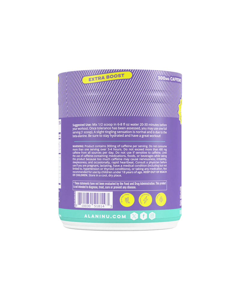 alani nu preworkout+ frozen lemonade side label