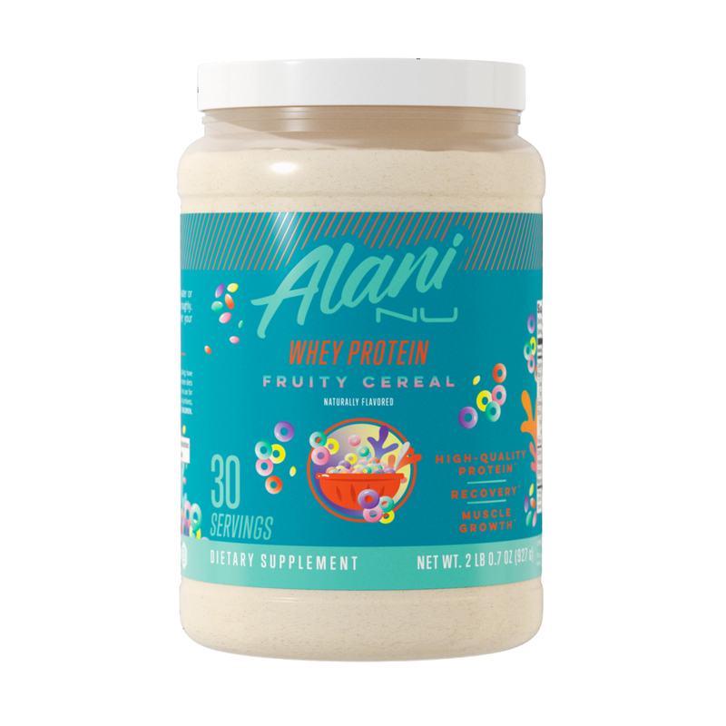 alani nu protein fruity cereal flavored tub