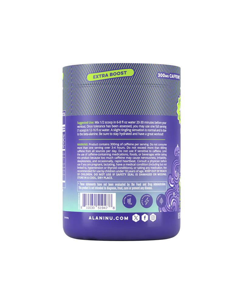 alani nu witches brew preworkout plus side bottle