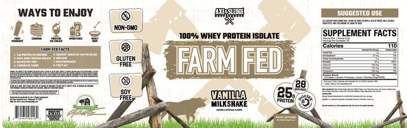 Axe & Sledge | Farm Fed Protein | 100% Whey Protein Isolate
