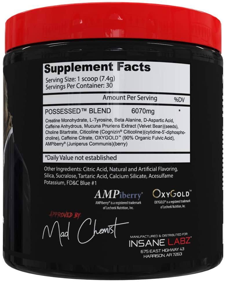 Possessed Insane Labz Testosterone Boosting Pre Workout – Strawberry Pina – 30 Servings - NutraStop