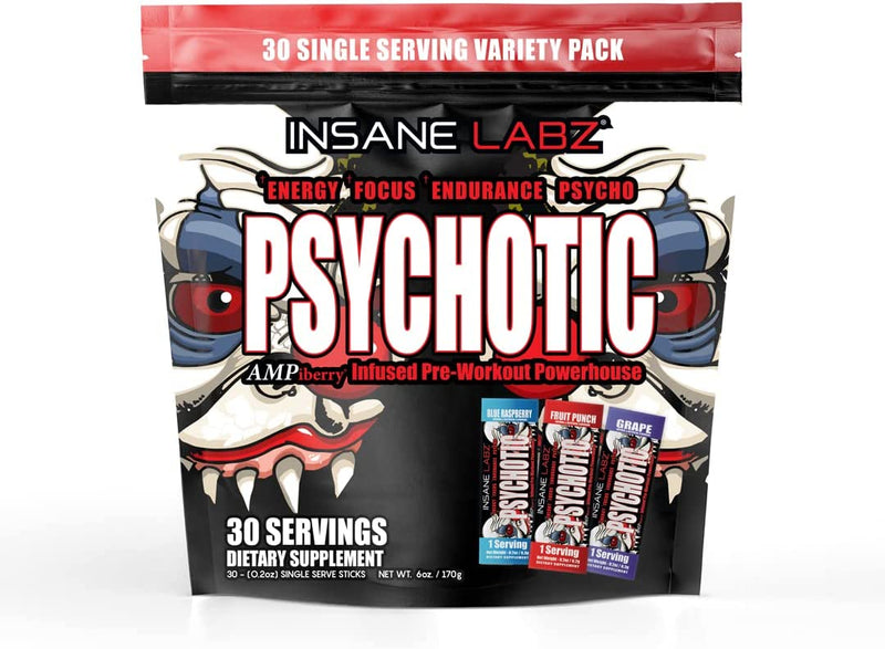 Insane Labz | Psychotic | Pre-Workout  30 single Variety Pack Pre-Workout